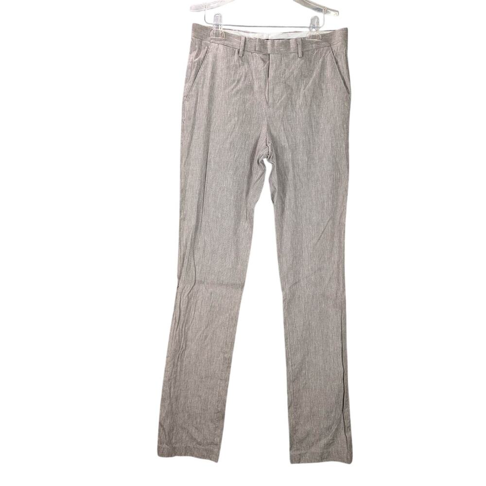 American Tall Pants Mens 32 x 40 Tan Straight Leg Lightweight Linen Cotton blend